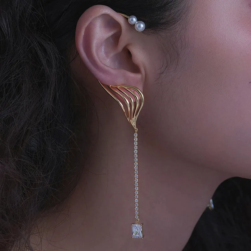 

Tassel Long Earrings Exquisite Goddess Style Tassel Ear Hang Zircon Ear Studs Women 2021 Summer New Fashion Senior Jewelry