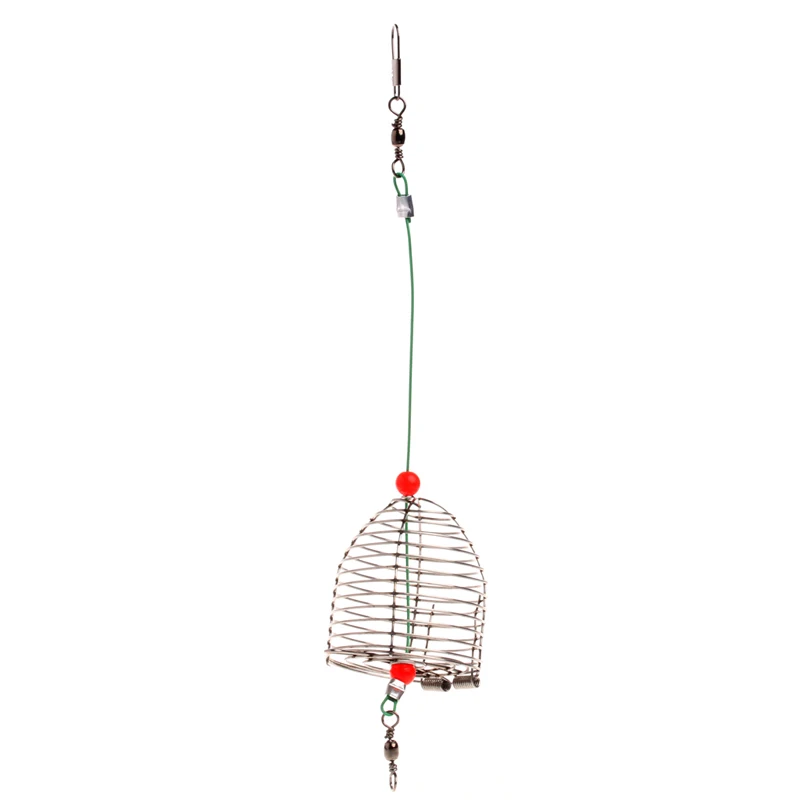 

Stainless Steel Wire Fishing Trap Bait Cage Basket Feeder Holder Tackle Tool D0AE