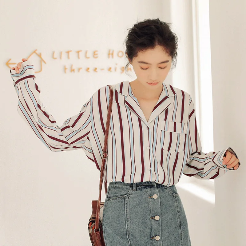 Полосатые рубашки для женщин 2020 шикарные шифоновая рубашка с длинным рукавом