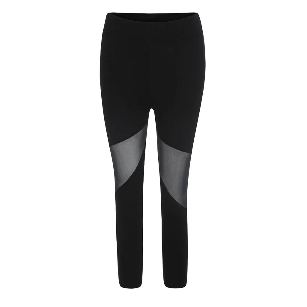 

Women Yoga Pant Hollow Out Splice Tight Fitness Leggings Yoga Cropped Pants Fashion Female Casual Soft Sports Pants Women