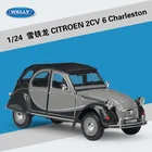 Модель автомобиля Welly из сплава для Citroen 2CV 6, 1:24, Charleston, Литые и игрушечные автомобили, коллекционные подарки, игрушка для транспортировки без дистанционного управления