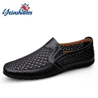 Туфли YEINSHAARS мужские сетчатые, натуральная кожа, Повседневная Удобная летняя обувь, мягкие уличные Мокасины, лоферы