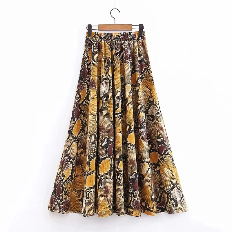 2019 летняя и осенняя Женская богемная юбка с принтом животных винтажная Дамская