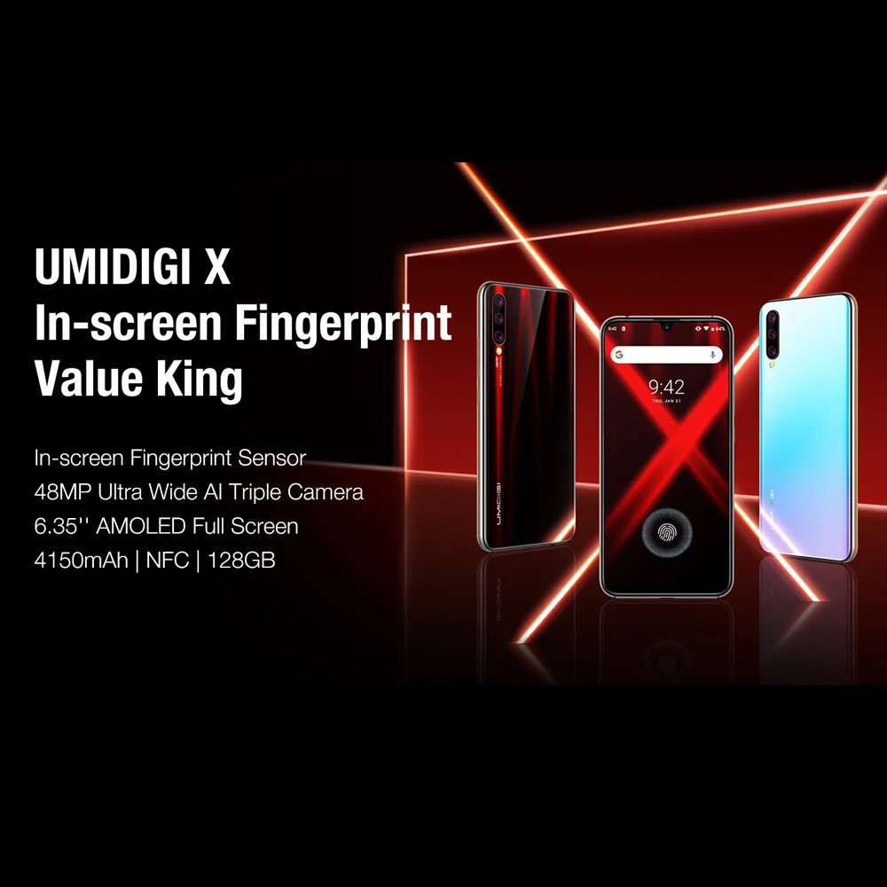 UMIDIGI X 6,35 дюймов AMOLED 4 Гб 128 ГБ глобальная версия Смартфон Android 9,0 Helio P60 48MP 4150 мАч отпечаток пальца NFC 4G мобильный телефон