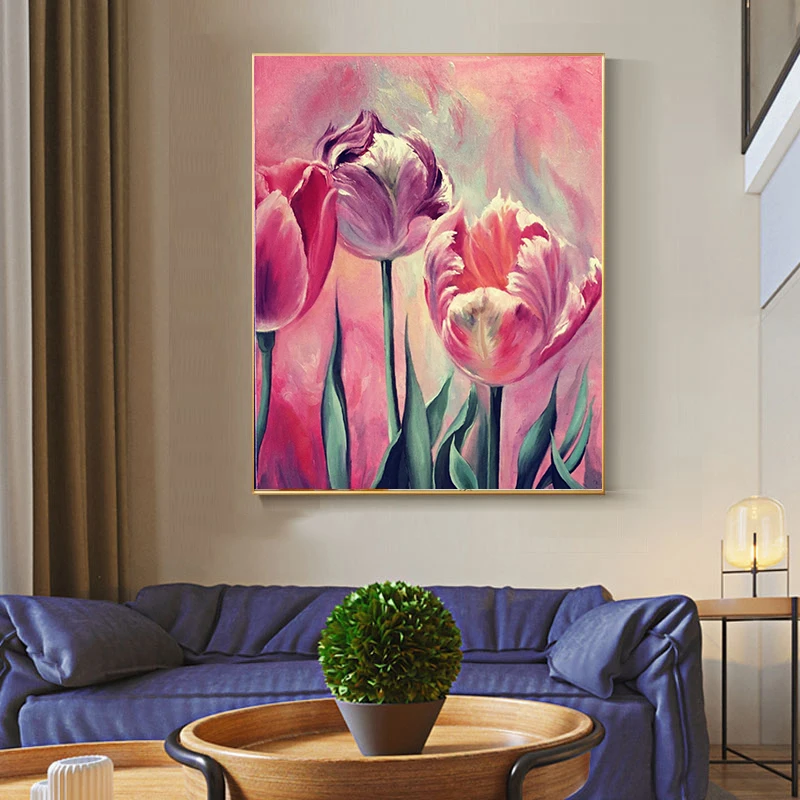 Картина с алмазным рисунком 5D сделай сам тюльпан круглые стразы вышивка цветы