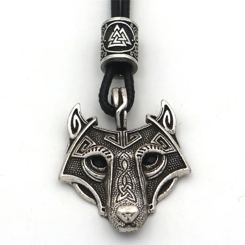 Black Valknut Silver Красные, черные глаза, волчий амулет, один, Vegvisir, Валькнут, троица, руны, бусина, Викинг, мужское языческое ожерелье, талисман, женские аксессуары - Окраска металла: Black Valknut Silver