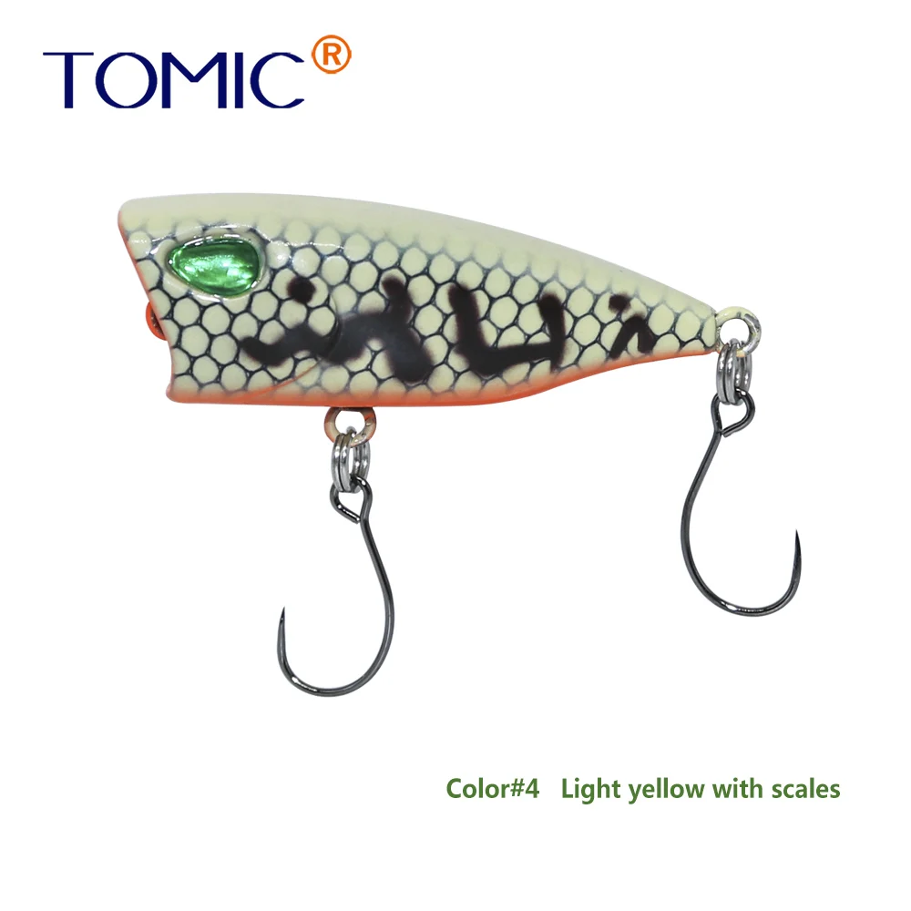 Light yellow Tomic 4 см Поппер приманки сверхлегкие микро твердые приманки один крючок Топ воды форель Щука рыболовные приманки pesca - Цвет: Light yellow