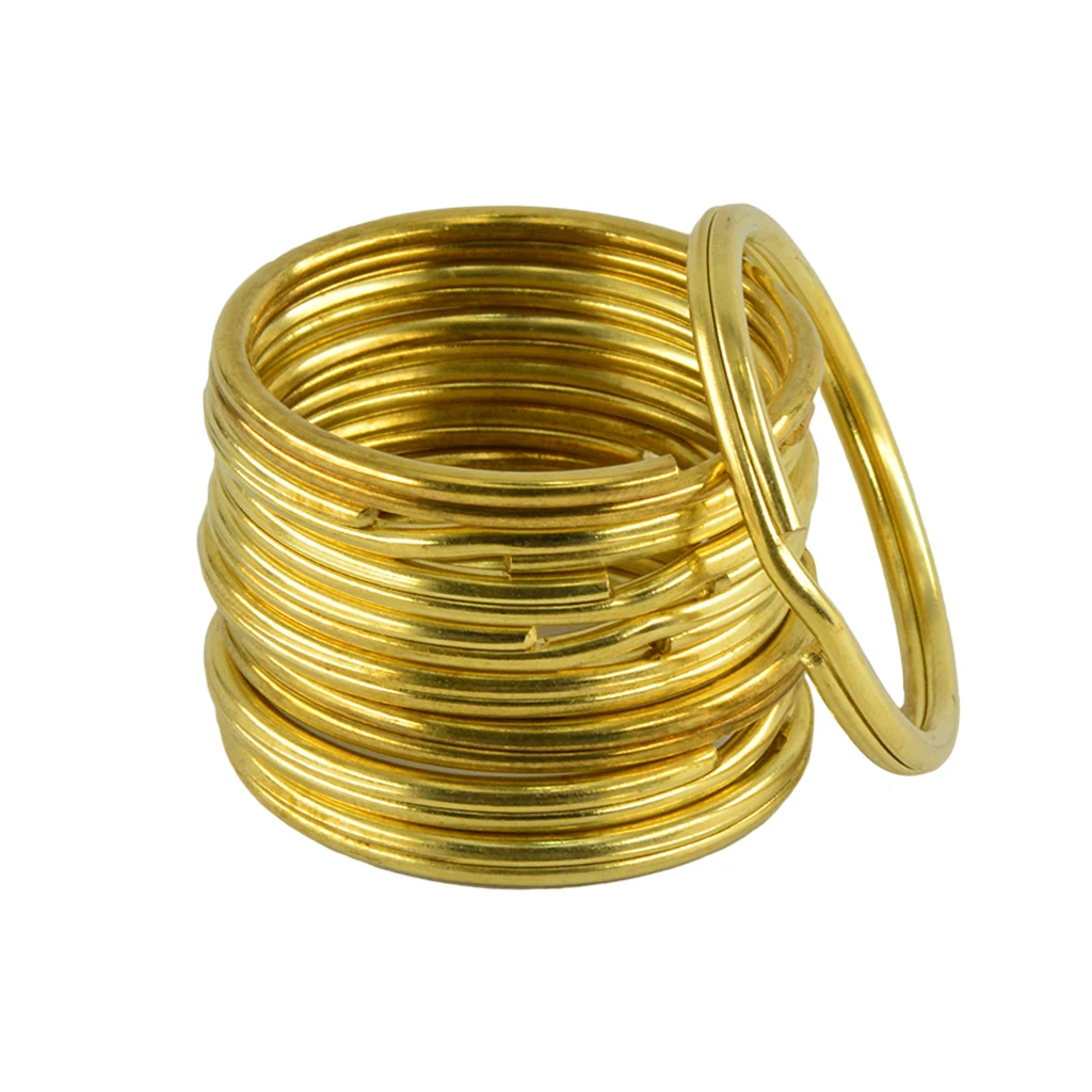 

20 Pcs 15mm DIY Round Solid Brass Antique Key Rings Metal Keys Chains Hook