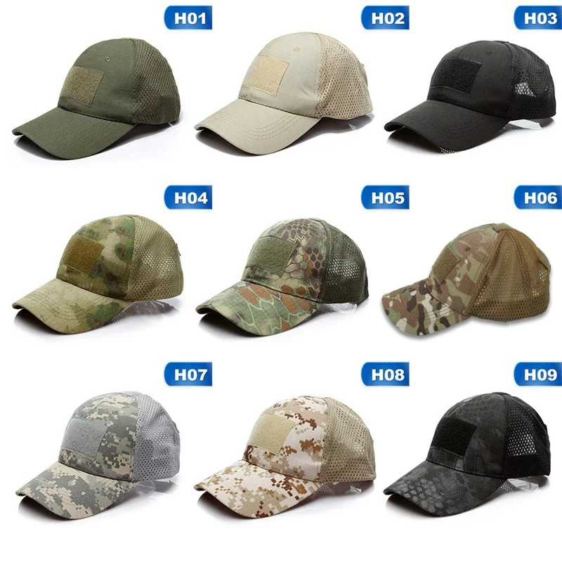 

Outdoor Camouflage Adjustable Cap Mesh Tactical Military Army Airsoft Fishing Hunting Hiking Basketball Snapback Hat Unisex