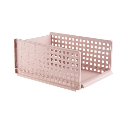 Pink-S Drawer type clothes Folder Layered Separator Wardrobe storage rack Sundries Shelf Holder Space saver Kitchen Bedroom Organizer - Цвет: Pink-S