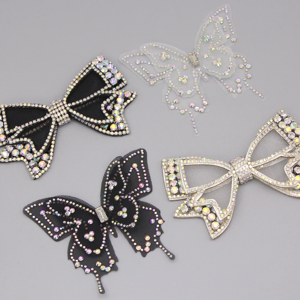 Белые черные стразы с бабочками Аппликации кристаллы AB патчи плоской задней