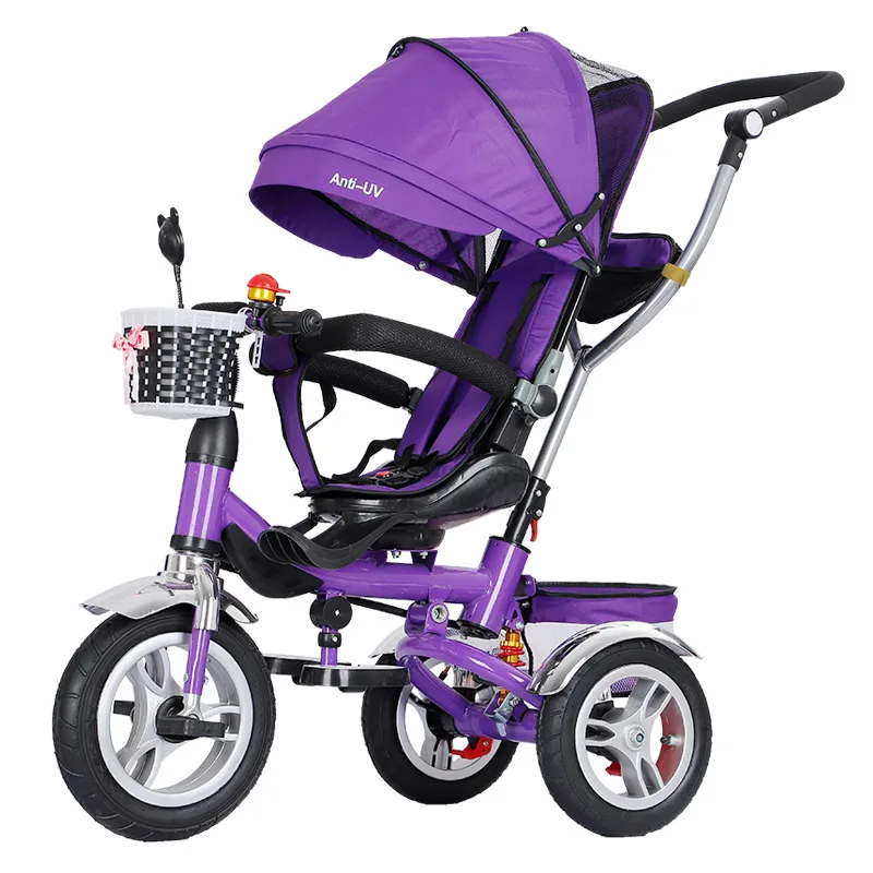 Children's Tricycle Bicycle Kids Wheelchair Reversible Baby Pram Trike Portable Tricycle for Boys and Girls Three Wheel Stroller