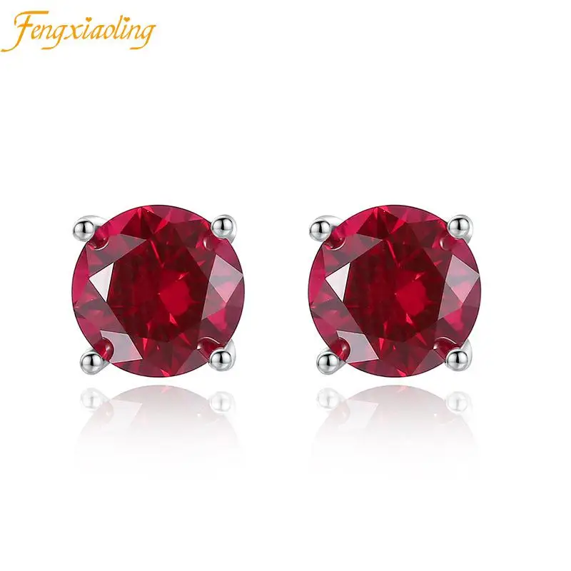 

CZ Stud Earrings Real 925 Sterling Silver Round Cubic Zirconia Hypoallergenic Earrings 5mm 6mm Fashion Party Jewelry Gifts 2021