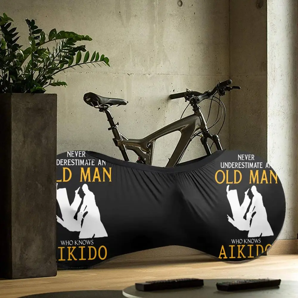 

Never Underestimate An Old Man Who Knows Aikido outdoor Bike MTB waterproof Bicycle dust cover Custom biking BMX father gift