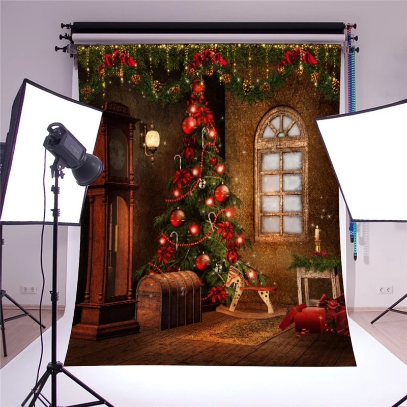 

5ft*7ft/3ft*5ft Christmas Tree Backdrops Decorative Photography Background Holiday Party Props