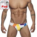 Плавки мужские с радужным принтом, пикантные Трусы-брифы с заниженной талией, с надписью, пляжные шорты для геев, со съемной пачкой