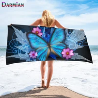 darmian new blue butterfly design beach towel large showerbath blanket soft microfiber travel swimming absorption towel toalla