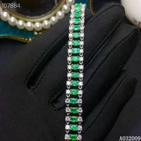 kjjeaxcmy fine jewelry 925 sterling silver inlaid natural emerald bracelet popular girl hand bracelet support testing
