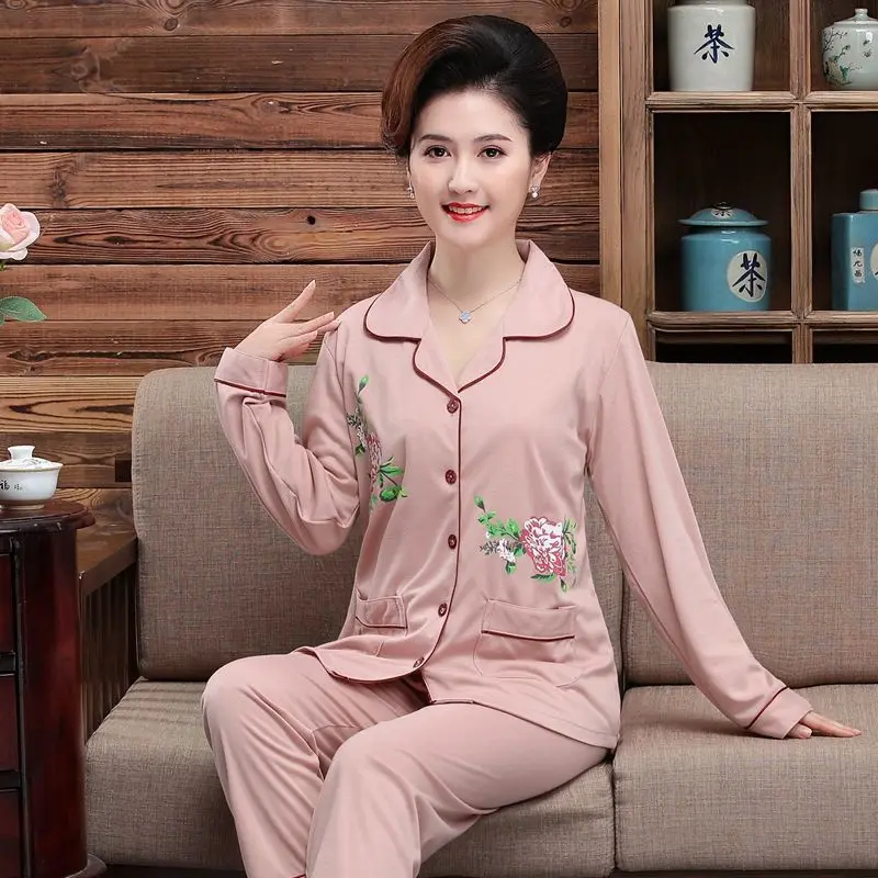 

Two Pieces Autumn Women's Pajamas Sets Female Cotton Pyjama Women Clothes Sleepwear Suits Night Suit