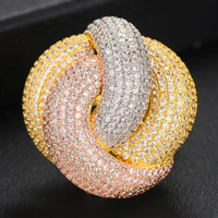 godki trendy twist noble luxury big open rings for women wedding bridal engagement wedding jewelry femmale whole finger rings