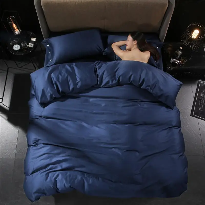 

100% cotton solid color bedding sets soft breathable modern style High-end home kit comfortable Queen standard size