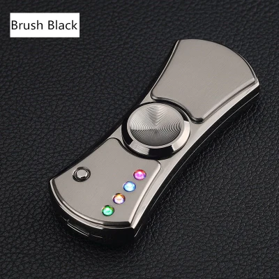 Brush Black Ручной Спиннер, Электронная зажигалка, беспламенная металлическая плазменная дуга, USB зажигалки, забавная игрушка-Спиннер, рождественский подарок для мужчин - Цвет: Brush Black