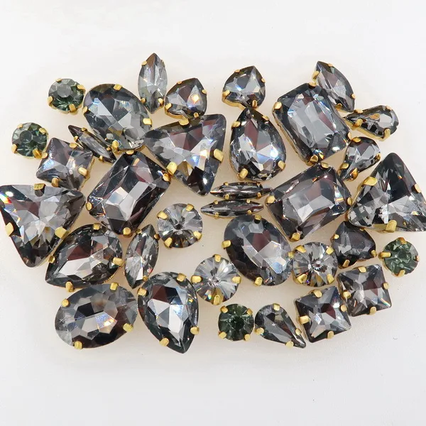A3 Black diamond 50 шт./пакет формы с золотым коготь Установка ясный и желейные конфеты стеклянные стразы цвета Кристалл пришить стразы торжественное платье, обуви, сумок и diy кружевной отделкой - Цвет: A3 Black diamond