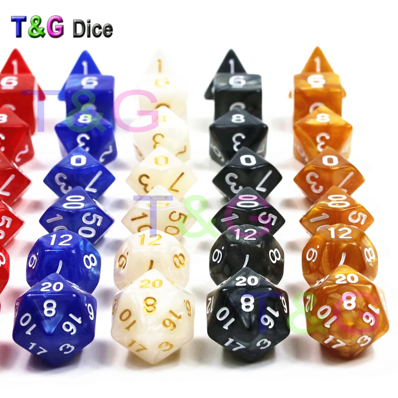 Новое поступление 7 шт./компл. многогранные ТРП-игры из смолы для DnD Marble Effect D4-D20