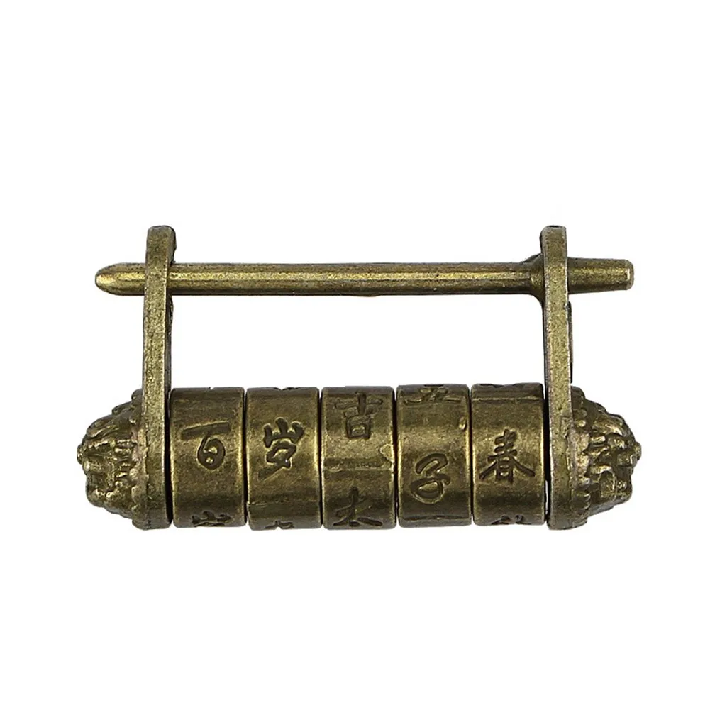 

50*27mm BRONZE KEY Padlock Zinc Alloy Retro Combination Password Lock Pearl Treasure Box Padlock Family Cabinet Decorative Lock