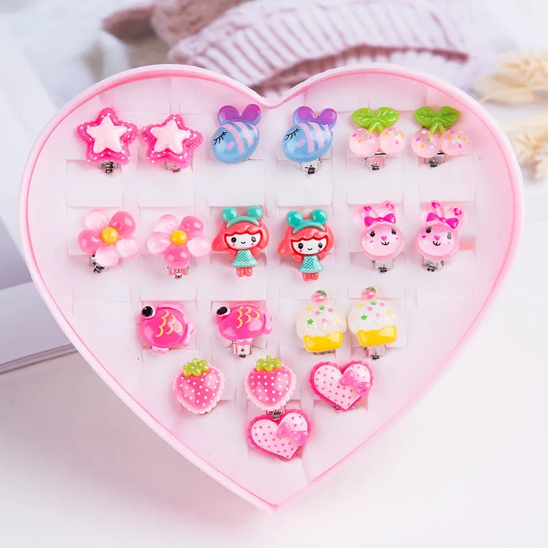 Lovely Cartoon crystal children jewelry baby girl Earrings no earrings pendants ear clips false girls' ring gifts. | Игрушки и хобби