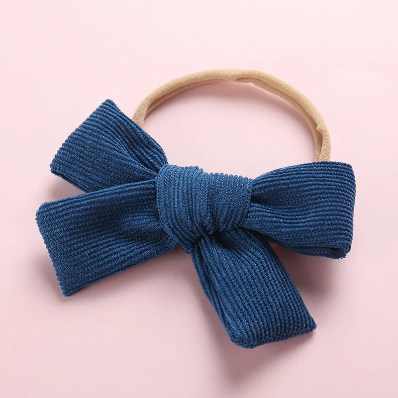free shipping 12pcs Fancy Lovely Colorful Fashion Top Baby Hair Accessories Attractive Headband pretty big corduroy fabric bow |