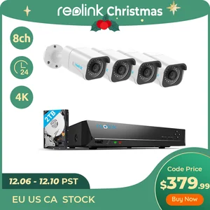 reolink rlk8 800b4 4k security camera system 8ch poe video recorder 4pcs 8mp poe cameras 247 recording for smart home security free global shipping