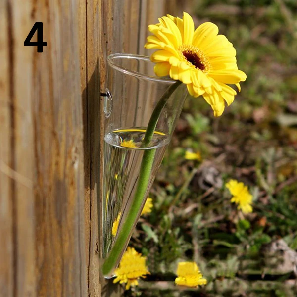 Креативная домашняя комната конус стеклянная мини настенная ваза с водой для