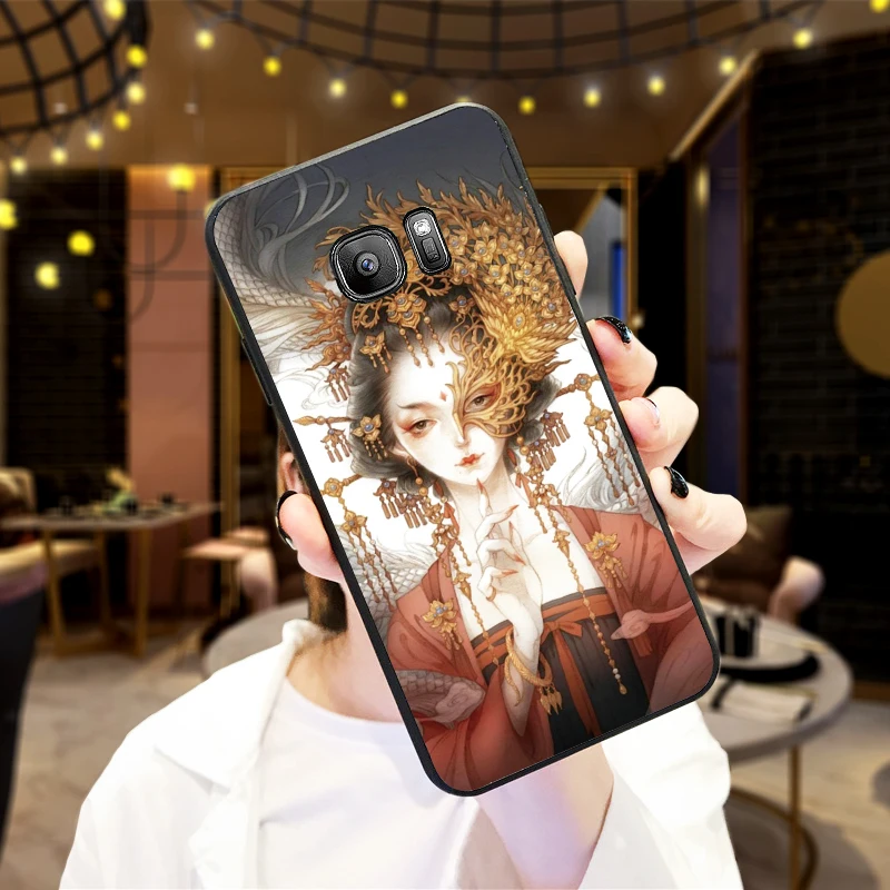 Чехлы для samsung A70 50 40 30 20 10 60 6 Plus китайский стиль девушка лицо A7 A8 A9Soft Телефон задняя
