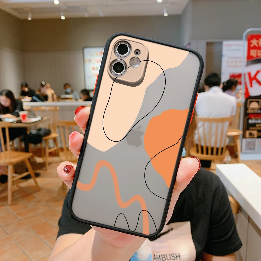 

For iPhone 11 Case 12 Mini Pro Max X XR XS Max 7 8 Plus SE 2020 Abstract Art Vintage Soft Bumper Transparent Matte Back Cover