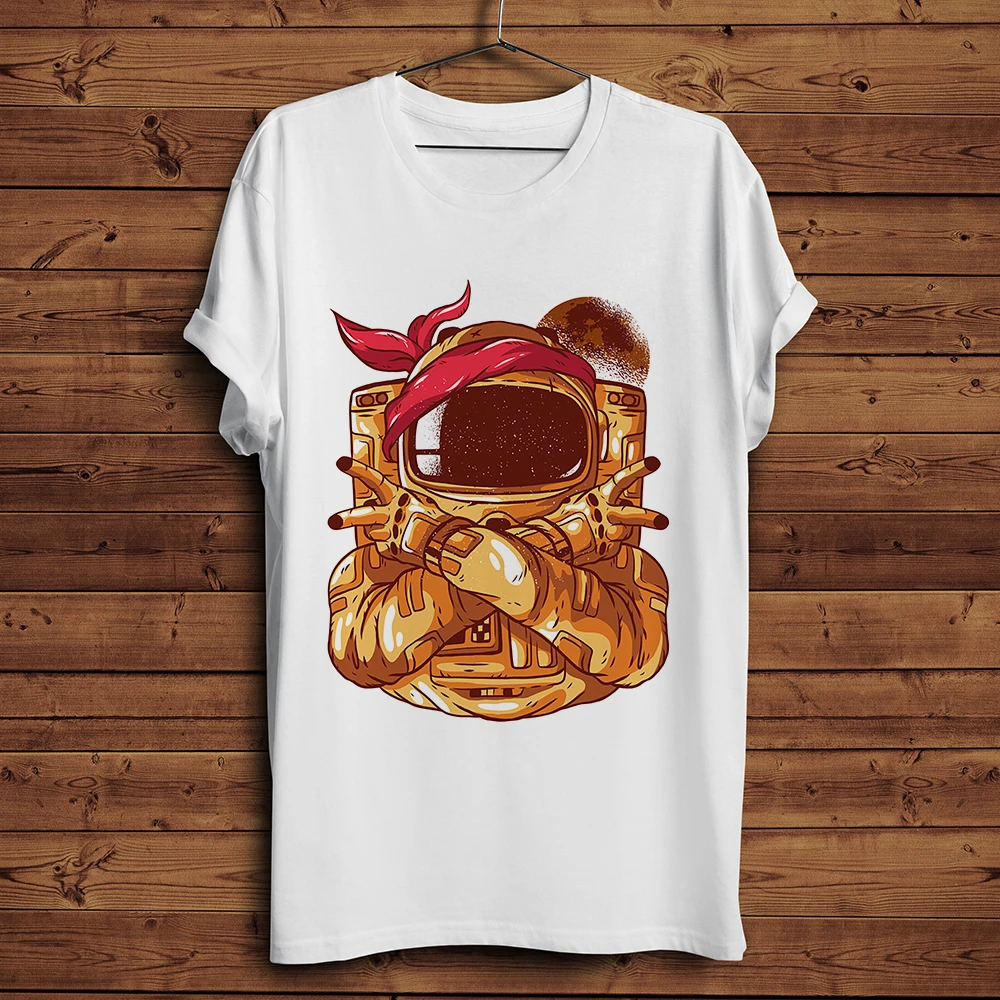 Винтажная забавная Мужская футболка swagger с астронавтом Новинка лета белая