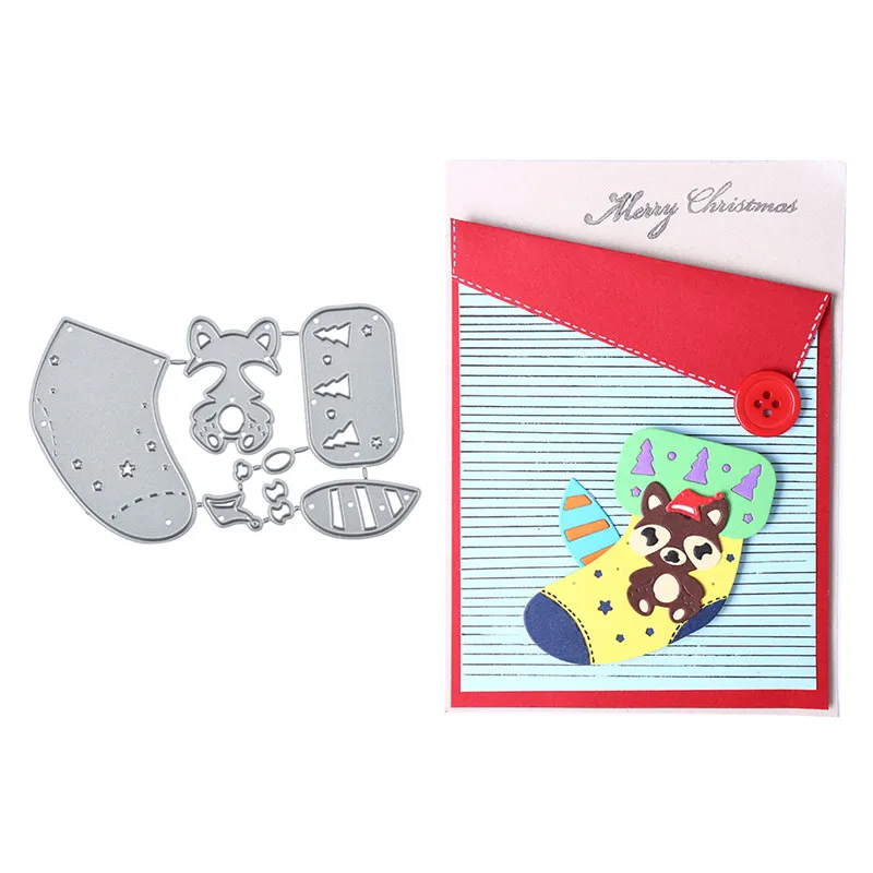 DiyArts рождественские носки с милым медведем металлические Вырубные штампы новые