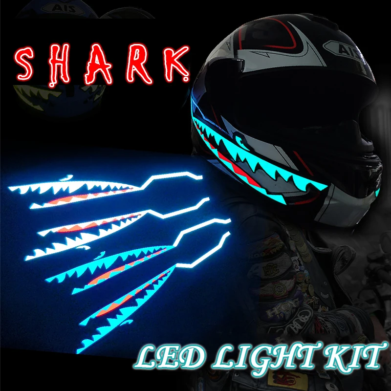 Акула Стиль мотоциклетный шлем с подсветкой полоса ночного сигнала