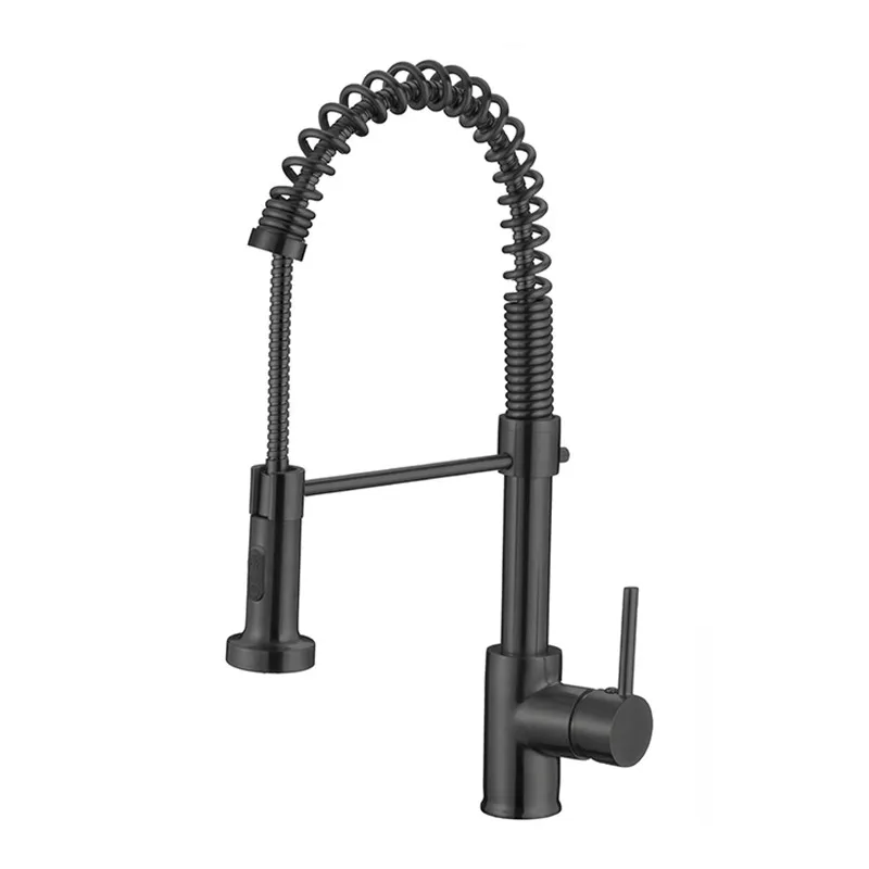 stainless steel spring kitchen faucet deck mounted mixer tap 360 degree stretch rotation stream sprayer nozzle kitchen sink taps free global shipping