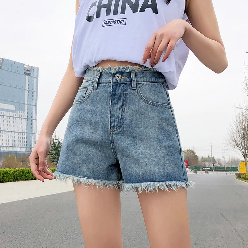 

2021 New Summer Women's Casual Loose All-match Denim Shorts High Waist Slim Denim Shorts High Quality