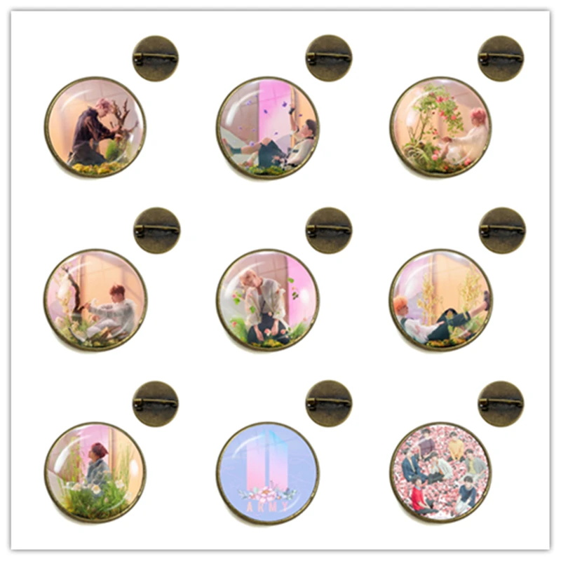 Армия бомба 20 мм Стекло кабошон Броши Kpop булавки для воротника в виде ювелирных