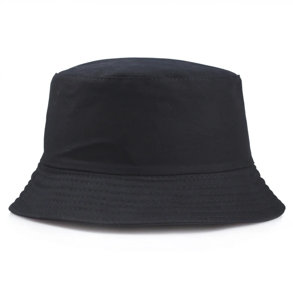 

Solid Color Black Foldable Bucket Hat Beach Sun Hat Street Headwear Fisherman Outdoor White Cap Men and Woman Hat