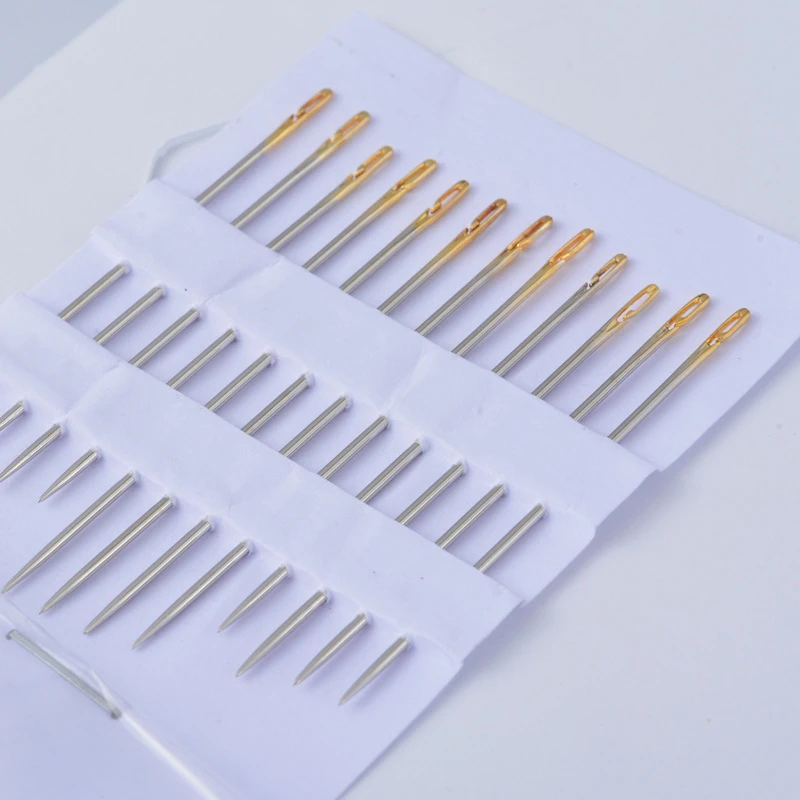 

12pcs/set Durable Assorted Size Self Threading Hand Sewing Needles Easy Thread Large Eye Household Knitting Needles