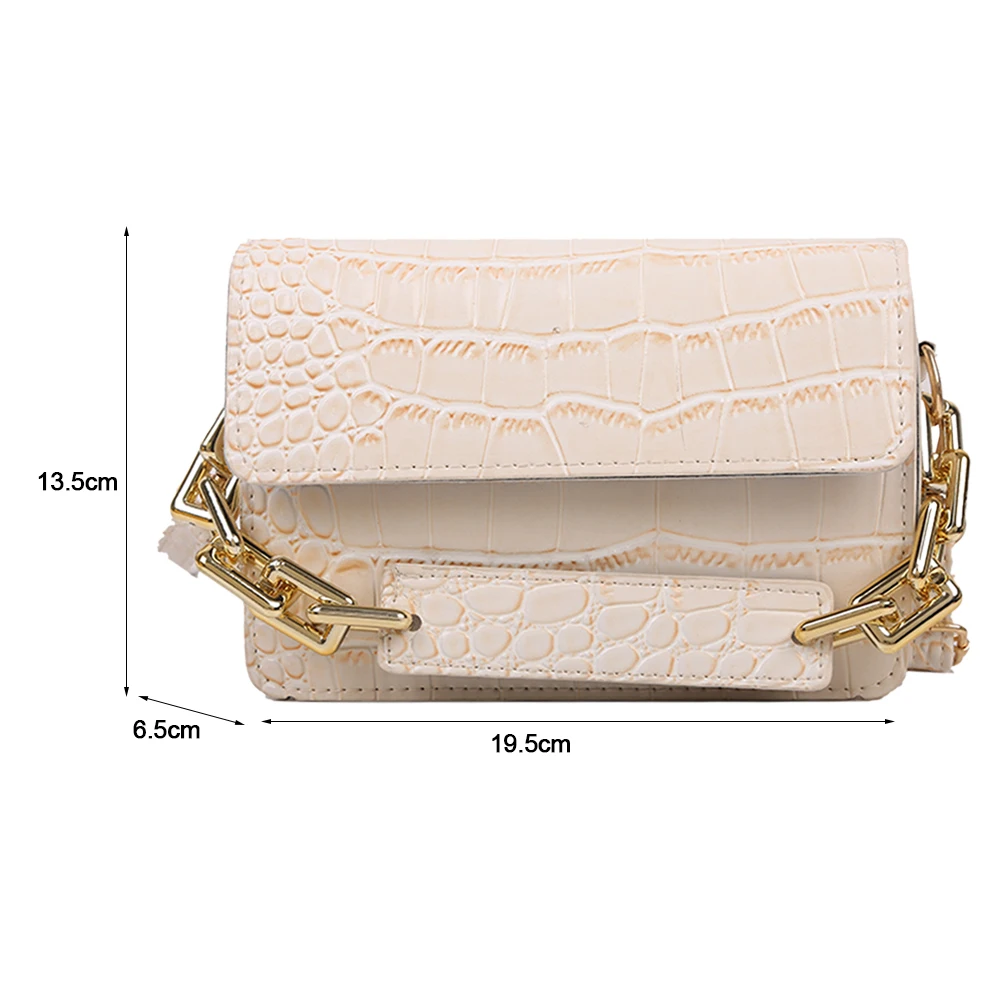 

2021 Pleated Female Crossbody Handbag Fashion Women Alligator Pattern Chain Shoulder Bag Casual PU Mini Flap Handbag For Women
