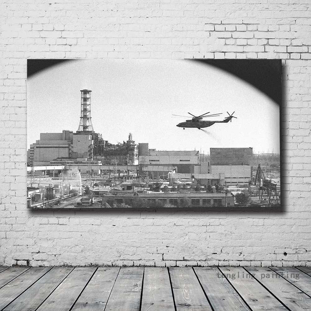 

Chernobyl Poster Classic Scene Soviet Rescue Helicopter Print Nuclear Disaster 3.6 Roentgen Canvas Painting Decaoration