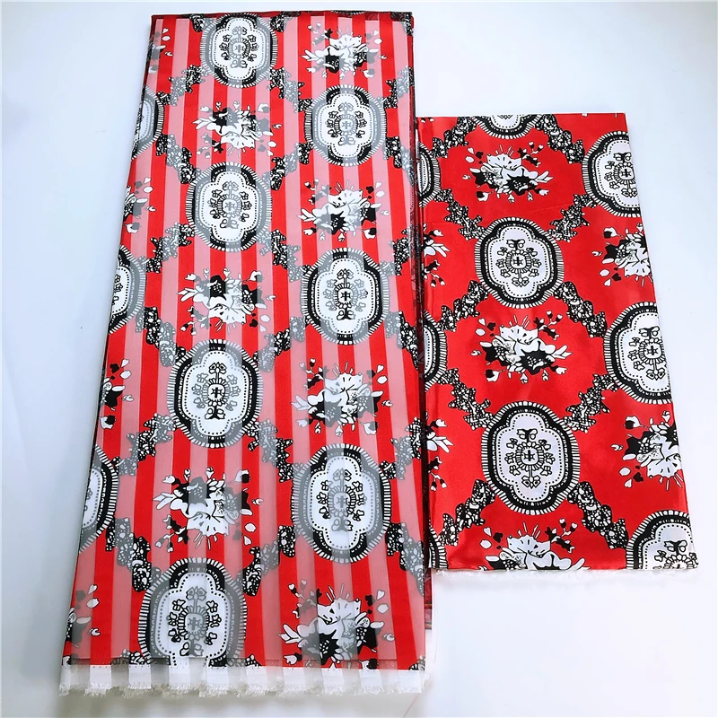 Лидер продаж имитация шелка ткань с Африканским принтом органза и лента для