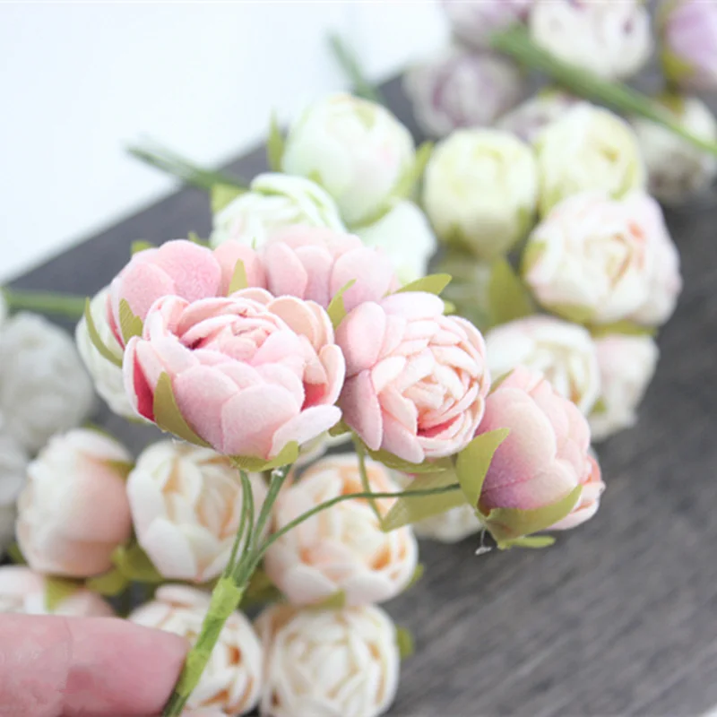 Маленький букет роз 6 шт. искусственные бутоны шелковые розы сделай сам