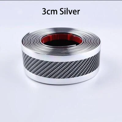 3cm Silver Защитная накладка для двери автомобиля, защитная накладка для бампера, автомобильная наклейка из углеродного волокна, пленка для защиты от столкновений, защита для порога, Стайлинг автомобиля - Цвет: 3cm Silver