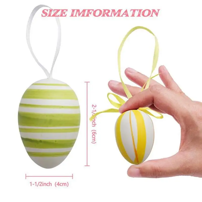 

12 Pieces Easter Decorative Eggs DIY Printed Eggs Colorful Hanging Easter Eggs Simulation Eggs (Random Decor Color) G3J6