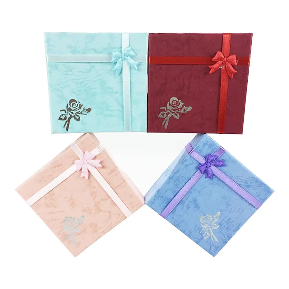 Бумажная квадратная посылка чехол Бант ювелирные изделия ожерелье браслет